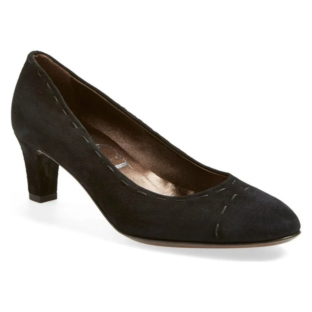 AGL Attilio Giusti Leombruni Round Toe Suede Pumps Shoes 7 - Picture 3 of 10